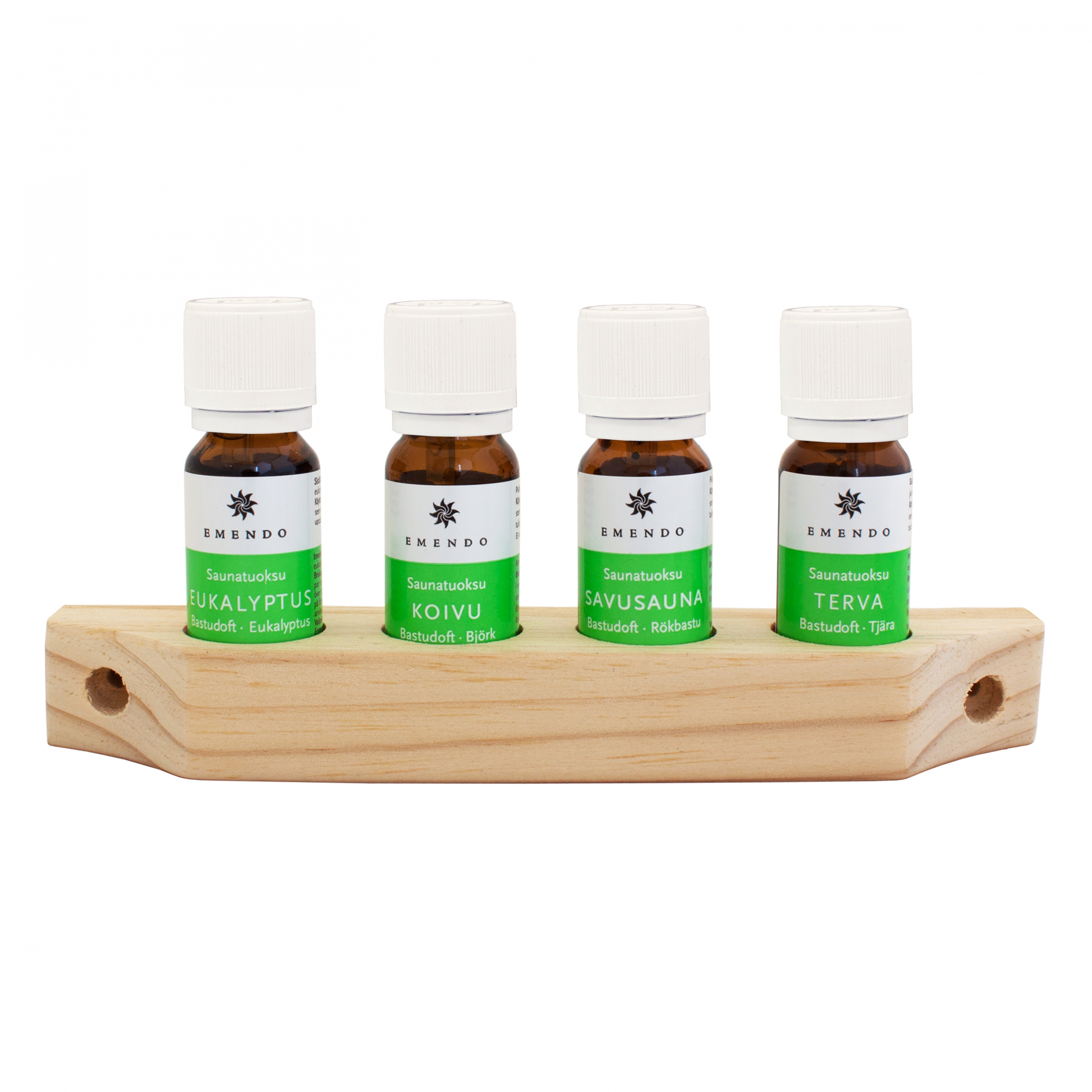 Sauna geuren houten wandrek 4 x 10 ml - Emendo